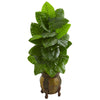 Nearly Natural 9277 4.5" Artificial Green Taro Plant in Decorative Planter