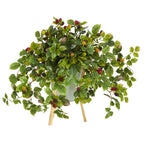 Nearly Natural 23``Raspberry Artificial Plant in Green Planter with Stand