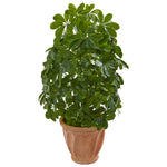 Nearly Natural 8234 35" Artificial Green Real Touch Baby Schefflera Plant in Terra Cotta Planter