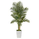 Nearly Natural T2225 5.5’ Golden Cane Artificial Palm Tree in White Metal Planter