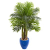 Nearly Natural 5672 4.5' Artificial Green Palm Tree in Blue Planter