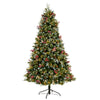 Nearly Natural T3032 7.5` Artificial Christmas Tree with 450 LED lights, Berries 1528 Bendable Branches