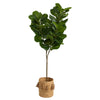 Nearly Natural T2915 6` Fiddle Leaf Fig Artificial Tree Natural Jute Planter with Tassels