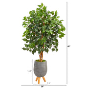 Nearly Natural T2474 4` Ficus Artificial Tree in Gray Planter with Stand