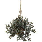 Nearly Natural 6854 20" Artificial Green Wandering Jew in Hanging Basket\