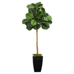 Nearly Natural T2237 50” Fiddle Leaf Artificial Tree in Black Metal Planter