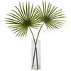 Nearly Natural 1474 49" Artificial Green Fan Palm Arrangement in Glass Vase