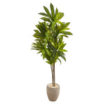 Nearly Natural 9875 68" Artificial Green Real Touch Dracaena Plant in Sand Colored Planter