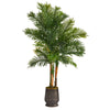 Nearly Natural 64`` Areca Palm Artificial Tree in Ribbed Metal Planter (Real Touch)