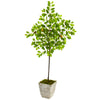 Nearly Natural 9611 68" Artificial Green Lemon Tree in Country White Planter