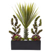 Nearly Natural 6982 19" Artificial Green Succulent Garden in Rectangular Planter