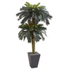 Nearly Natural 5627 6' Artificial Green Double Sago Palm Tree Slate Finished Planter