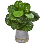Nearly Natural 8669 23" Artificial Green Fiddle Leaf Plant in Stoneware Planter