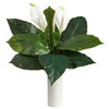 Nearly Natural P1619 23” Mixed Spathiphyllum Artificial Plant in White Planters