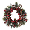 Nearly Natural 4677 22" Artificial Green & Red Apple Berry Wreath