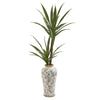 Nearly Natural P1194 44" Artificial Green Double Yucca Plant in Designer Planter