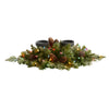 Nearly Natural 24`` Flocked Artificial Christmas Double Candelabrum with 35 Multicolored Lights and Pine Cones