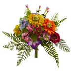 Nearly Natural 2240-S2 13" Artificial Mixed Flowers Bush, Multicolor, Set of 2