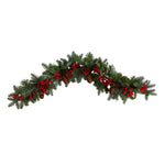 Nearly Natural W1316 40`` Pines, Red Berries and Artificial Christmas Garland