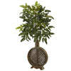 Nearly Natural 6890 39" Artificial Green Bracken Fern with Open Weave Planter