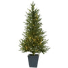 Nearly Natural 5443 4.5' Artificial Green Christmas Tree with Clear Lights & Decorative Planter