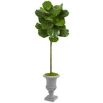 Nearly Natural 9218 63" Artificial Green Fiddle Leaf Tree in Decorative Urn