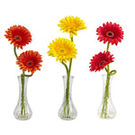 Nearly Natural Gerber Daisy w/Bud Vase (Set of 3)