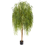 Nearly Natural 9168 7' Artificial Green Willow Tree in Black Pot