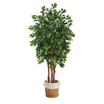 Nearly Natural T2987 7` Sakaki Artificial Tree in Natural Jute and Cotton Planters