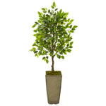 Nearly Natural 9946 46" Artificial Green Mini Ficus Tree in Green Planter