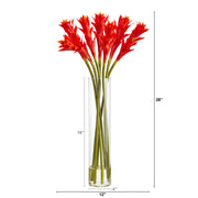 Nearly Natural A1498 28” Star Bromeliad Artificial Arrangement in Cylinder Vases