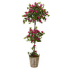 Nearly Natural 5944 5.5' Artificial Green & Pink Bougainvillea Tree with European Barrel Planter