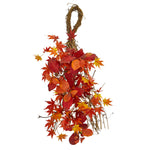 Nearly Natural 4281 26" Artificial Red Mixed Japanese Maple, Magnolia Leaf & Berries Teardrop Shaped
