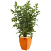 Nearly Natural 5632 5' Artificial Green Fishtail Palm Tree in Orange Planter