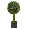 Nearly Natural 5522 2' Artificial Green Boxwood Ball with Woven Trunk Tree, UV Resistant (Indoor/Outdoor)