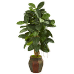 Nearly Natural 9249 52" Artificial Green Rubber Leaf Tree in Decorative Planter