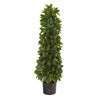 Nearly Natural 9454 3' Artificial Green Sweet Bay Cone Topiary Tree in Black Pot