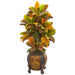 Nearly Natural 9464 44" Artificial Real Touch Croton Plant in Decorative Planter, Multicolor