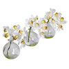 Nearly Natural Cymbidium w/Vase Silk Flower Arrangement (Set of 3)