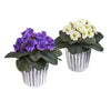 Nearly Natural 8733-S2 9" Artificial White & Purple African Violet Plant in White Vase, Set of 2