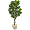 Nearly Natural 9411 67" Artificial Green Fiddle Leaf Fig Tree in Sand Stone Planter