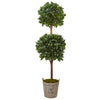 Nearly Natural 5958 6' Artificial Green Double Ball Topiary Tree with European Barrel Planter