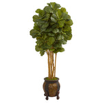 Nearly Natural 5714 5.5' Artificial Green Fiddle Leaf Tree in Decorative Planter