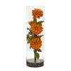 Nearly Natural Zinnia Artificial Arrangement in Cylinder Vase