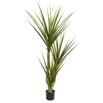 Nearly Natural 6344 76" Artificial Green Yucca Plant in Black Pot