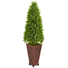 Nearly Natural 9400 4' Artificial Green Eucalyptus Cone Topiary Tree in Decorative Planter