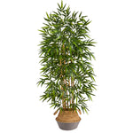 Nearly Natural T2889 64`` Bamboo Artificial Tree Natural Cotton & Jute Gray Woven Planters