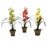 Nearly Natural Cymbidium Orchid w/Vase (Set of 3)