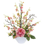 Nearly Natural Rose & Cherry Blossom Artificial Arrangement