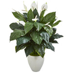 Nearly Natural 8494 49" Artificial Green Elegant Spathifyllum Plant in White Planter